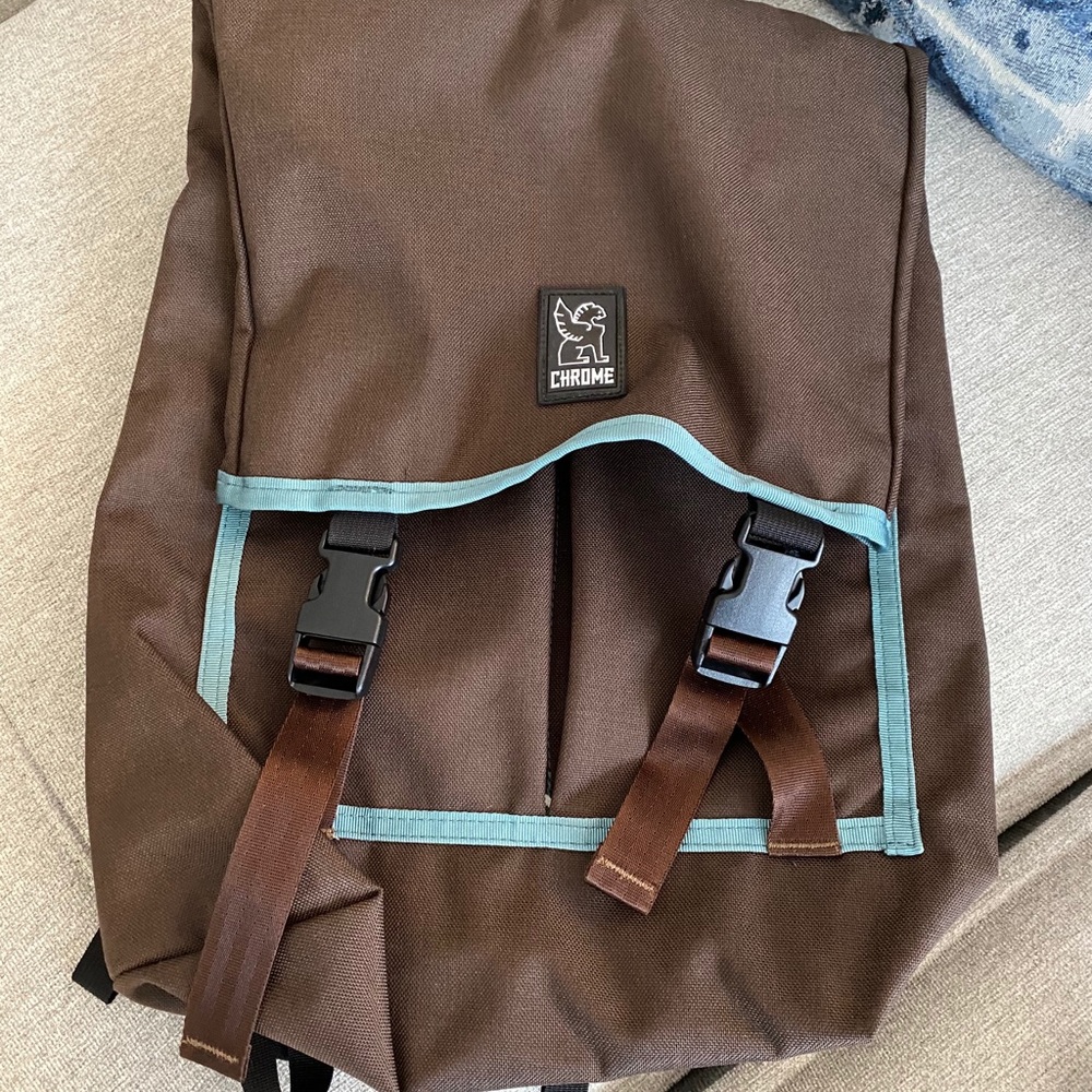 Chrome Industries backpack in brown.